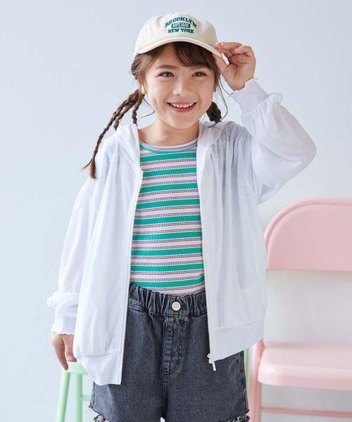 devirock（デビロック）の「UVカット ドロップショルダーパーカー（パーカー・キッズ・その他2/その他3/その他5/その他1/その他6/その他4/ホワイト/ベージュ/ブラック・160cm/100cm/110cm/120cm/130cm/140cm/150cm）」の2枚目の写真