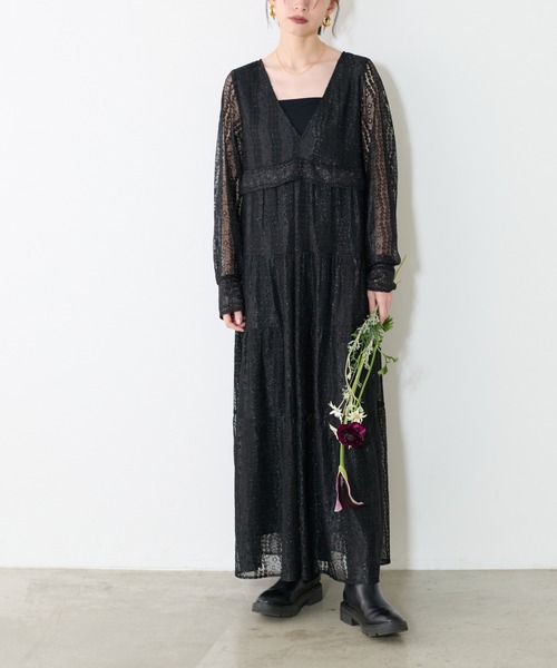 LARUTA(ラルータ)の「【LARUTA】レース切替ロングワンピース(ワンピース・レディース・ブラック/アイボリー・MEDIUM/LARGE)」の12枚目の写真