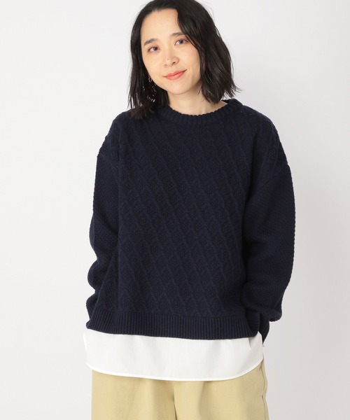 studio CLIP（スタディオクリップ）の「7ゲージ ドッキングプルオーバー（ニット/セーター・レディース・ネイビー/グレー/アイボリー/ライトグリーン・FREE）」の4枚目の写真