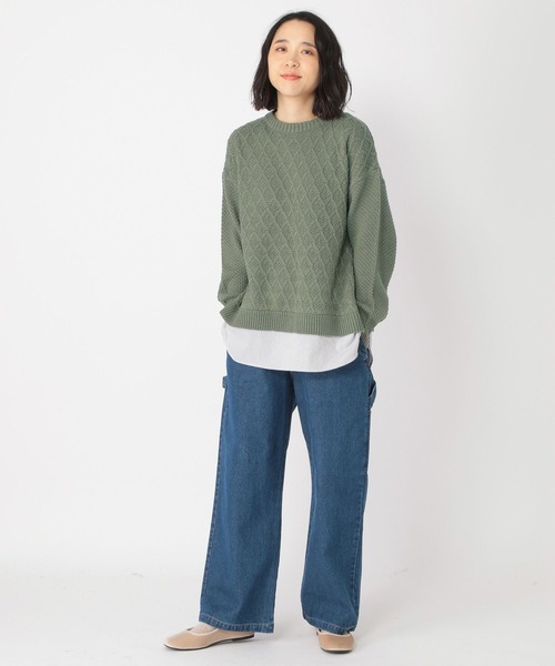 studio CLIP（スタディオクリップ）の「7ゲージ ドッキングプルオーバー（ニット/セーター・レディース・ネイビー/グレー/アイボリー/ライトグリーン・FREE）」の7枚目の写真