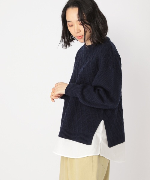 studio CLIP（スタディオクリップ）の「7ゲージ ドッキングプルオーバー（ニット/セーター・レディース・ネイビー/グレー/アイボリー/ライトグリーン・FREE）」の13枚目の写真