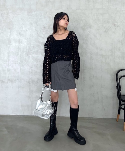 258♡ページ PAGEBOY（ページボーイ）の「3Dフラワーレース2WAYブラウス