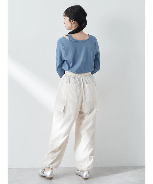 earth music&ecology（アースミュージックアンドエコロジー）の「レイヤード風リブプルオーバー（Tシャツ/カットソー・レディース・ピンクベージュ/ブラック/アイボリー/ブルー・M/S）」の7枚目の写真