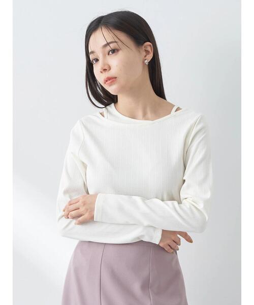 earth music&ecology（アースミュージックアンドエコロジー）の「レイヤード風リブプルオーバー（Tシャツ/カットソー・レディース・ピンクベージュ/ブラック/アイボリー/ブルー・M/S）」の8枚目の写真