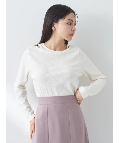 earth music&ecology（アースミュージックアンドエコロジー）の「レイヤード風リブプルオーバー（Tシャツ/カットソー・レディース・ピンクベージュ/ブラック/アイボリー/ブルー・M/S）」の10枚目の写真