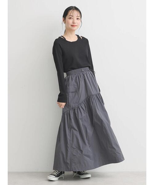 earth music&ecology（アースミュージックアンドエコロジー）の「レイヤード風リブプルオーバー（Tシャツ/カットソー・レディース・ピンクベージュ/ブラック/アイボリー/ブルー・M/S）」の14枚目の写真