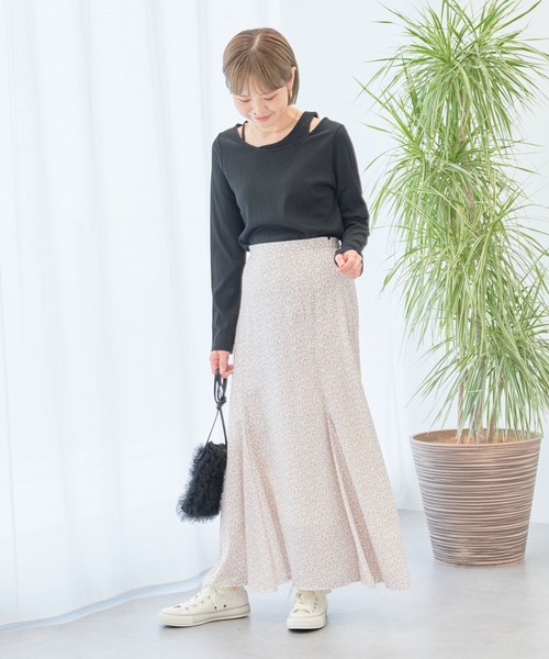 earth music&ecology（アースミュージックアンドエコロジー）の「レイヤード風リブプルオーバー（Tシャツ/カットソー・レディース・ピンクベージュ/ブラック/アイボリー/ブルー・M/S）」の19枚目の写真