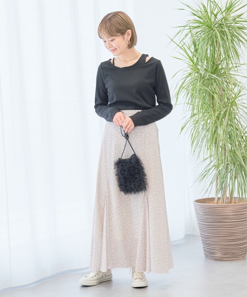 earth music&ecology（アースミュージックアンドエコロジー）の「レイヤード風リブプルオーバー（Tシャツ/カットソー・レディース・ピンクベージュ/ブラック/アイボリー/ブルー・M/S）」の20枚目の写真