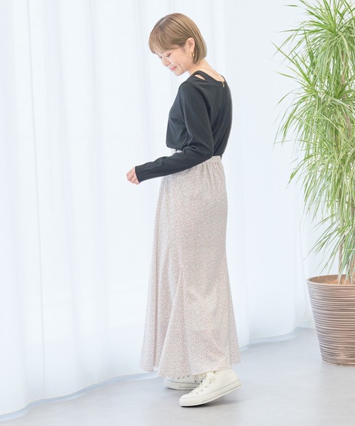 earth music&ecology（アースミュージックアンドエコロジー）の「レイヤード風リブプルオーバー（Tシャツ/カットソー・レディース・ピンクベージュ/ブラック/アイボリー/ブルー・M/S）」の21枚目の写真