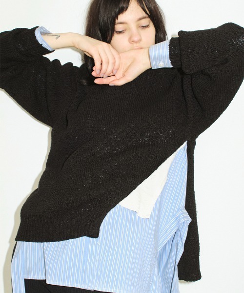 【り】soduk double layerd slit knit セール】double layerd slit knit（ニット/セーター）｜soduk