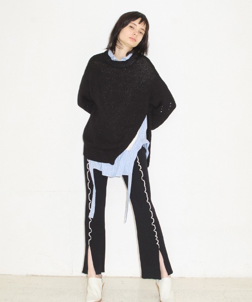 【り】soduk double layerd slit knit セール】double layerd slit knit（ニット/セーター）｜soduk