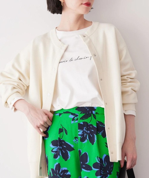 AMERICAN HOLIC（アメリカンホリック）の「エコカルットクルーネックカーディガン<エコ・軽い・ニット>（カーディガン/ボレロ・レディース・ブルー/レッド/オフホワイト/ブラック・L/M）」の2枚目の写真