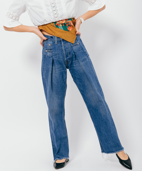 Bonum（ボナム）の「フロントタックワイドパンツ（デニムパンツ