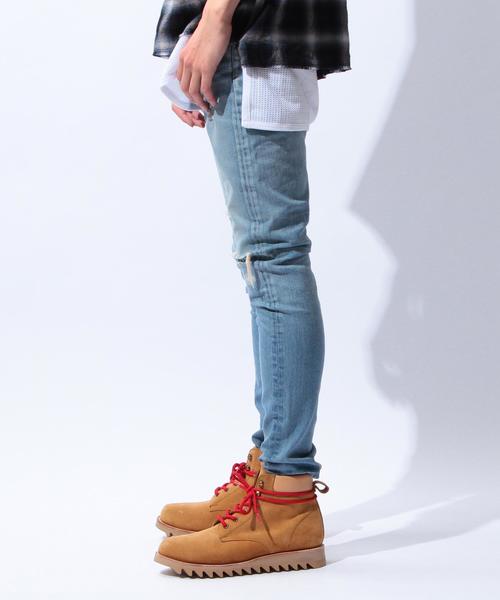 MONKEY TIME（モンキータイム）の「＜monkey time＞∴ クラッシュデニムスキニーパンツ◆（デニムパンツ・メンズ・ライトブルー・X-LARGE/LARGE/MEDIUM/SMALL）」の5枚目の写真