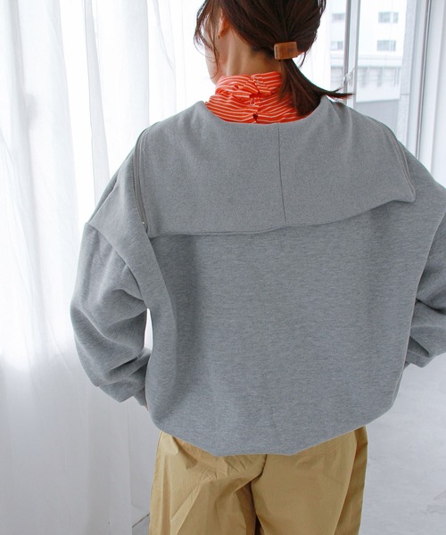 Crisp（クリスプ）の「【ZOZO限定】裏起毛ハーフジップスウェット（スウェット・レディース・グレー/ブルー/グリーン・FREE）」の8枚目の写真