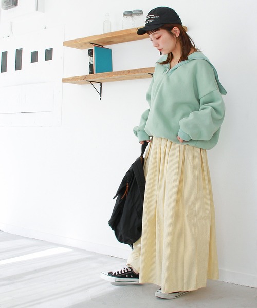 Crisp（クリスプ）の「【ZOZO限定】裏起毛ハーフジップスウェット（スウェット・レディース・グレー/ブルー/グリーン・FREE）」の5枚目の写真