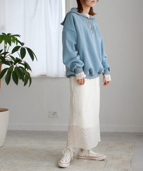 Crisp（クリスプ）の「【ZOZO限定】裏起毛ハーフジップスウェット（スウェット・レディース・グレー/ブルー/グリーン・FREE）」の22枚目の写真