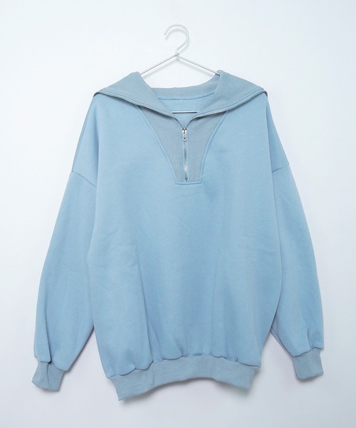Crisp（クリスプ）の「【ZOZO限定】裏起毛ハーフジップスウェット（スウェット・レディース・グレー/ブルー/グリーン・FREE）」の20枚目の写真