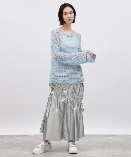 LAKOLE（ラコレ）の「ドロストティアードスカート / 109115（スカート・レディース・ブラック/シルバー/オフホワイト・SMALL/MEDIUM）」の6枚目の写真