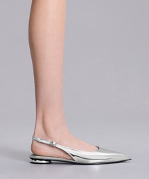 パテント ポインデッドトゥスリングバックフラット