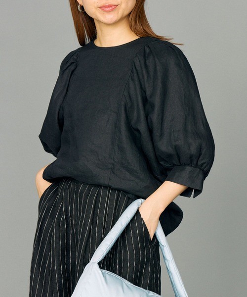 BABYLONE(バビロン)の「リネンギャザーブラウス(シャツ/ブラウス・レディース・ブラック/グレイッシュベージュ/オフホワイト・フリー)」の16枚目の写真