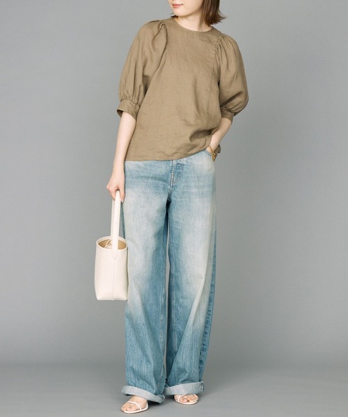 BABYLONE(バビロン)の「リネンギャザーブラウス(シャツ/ブラウス・レディース・ブラック/グレイッシュベージュ/オフホワイト・フリー)」の13枚目の写真