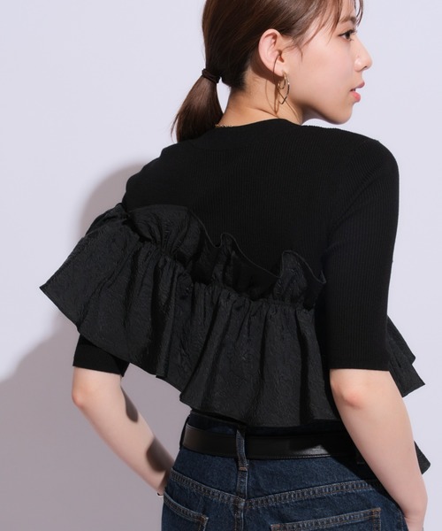 Mystrada(マイストラーダ)の「5分袖アシメフリルニット(ニット/セーター・レディース・オフホワイト/ブラック/ホワイト系その他/ライトパープル・38)」の18枚目の写真