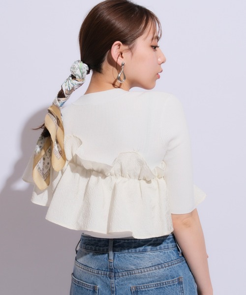 Mystrada(マイストラーダ)の「5分袖アシメフリルニット(ニット/セーター・レディース・オフホワイト/ブラック/ホワイト系その他/ライトパープル・38)」の12枚目の写真