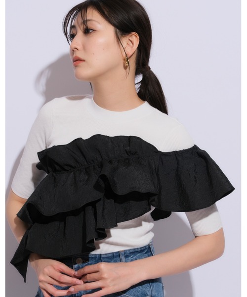 Mystrada(マイストラーダ)の「5分袖アシメフリルニット(ニット/セーター・レディース・オフホワイト/ブラック/ホワイト系その他/ライトパープル・38)」の22枚目の写真