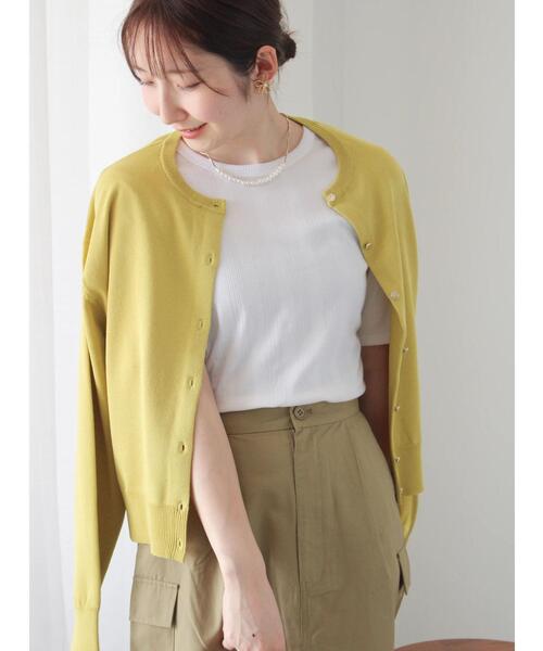 Te chichi TERRASSE(テチチテラス)の「【抗菌防臭】ランダムテレコ5分袖トップス(Tシャツ/カットソー・レディース・ブラック/オフホワイト/ホワイト・F)」の4枚目の写真