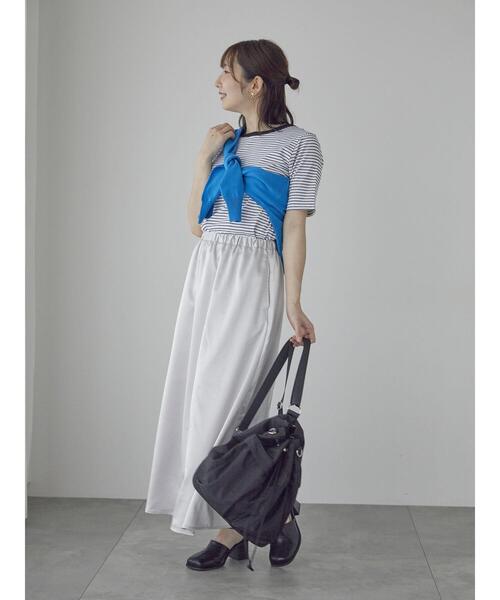 Te chichi TERRASSE(テチチテラス)の「【抗菌防臭】ランダムテレコ5分袖トップス(Tシャツ/カットソー・レディース・ブラック/オフホワイト/ホワイト・F)」の8枚目の写真