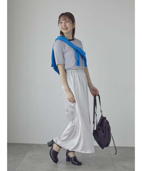 Te chichi TERRASSE(テチチテラス)の「【抗菌防臭】ランダムテレコ5分袖トップス(Tシャツ/カットソー・レディース・ブラック/オフホワイト/ホワイト・F)」の9枚目の写真