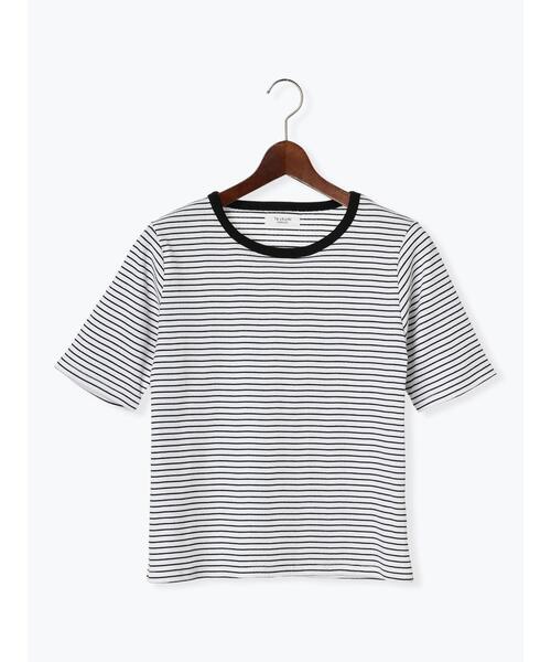Te chichi TERRASSE(テチチテラス)の「【抗菌防臭】ランダムテレコ5分袖トップス(Tシャツ/カットソー・レディース・ブラック/オフホワイト/ホワイト・F)」の18枚目の写真