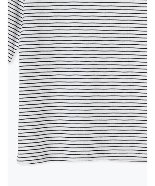 Te chichi TERRASSE(テチチテラス)の「【抗菌防臭】ランダムテレコ5分袖トップス(Tシャツ/カットソー・レディース・ブラック/オフホワイト/ホワイト・F)」の22枚目の写真