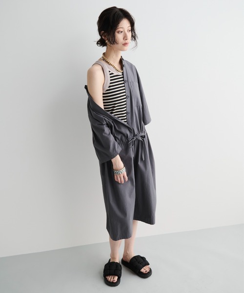 MERLOT（メルロー）の「コットンジャンプスーツ（つなぎ/オールインワン・レディース・ピンク/チャコールグレー・FREE）」の12枚目の写真