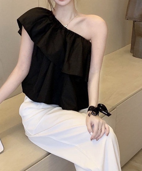 ワンショルダーフリルT（Tシャツ/カットソー）｜deux amour