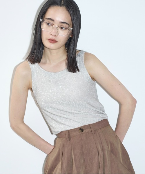 THE YOn（ザヨン）の「2WAYグリッターアシンメトリーアメスリタンク（タンクトップ・レディース・ブラック/アイボリー/レモンイエロー/ブラウン・FREE）」の2枚目の写真