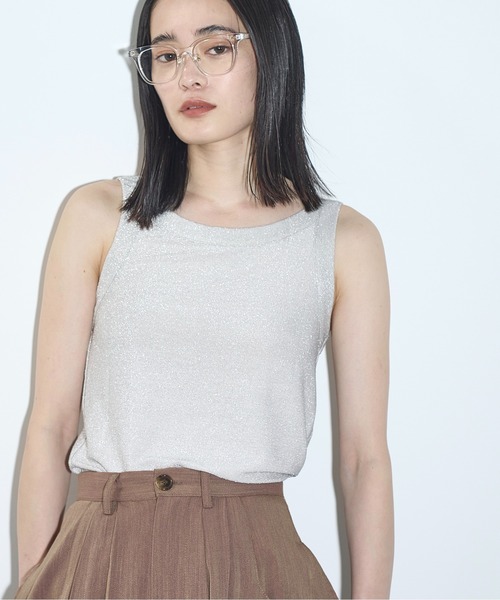 THE YOn（ザヨン）の「2WAYグリッターアシンメトリーアメスリタンク（タンクトップ・レディース・ブラック/アイボリー/レモンイエロー/ブラウン・FREE）」の5枚目の写真