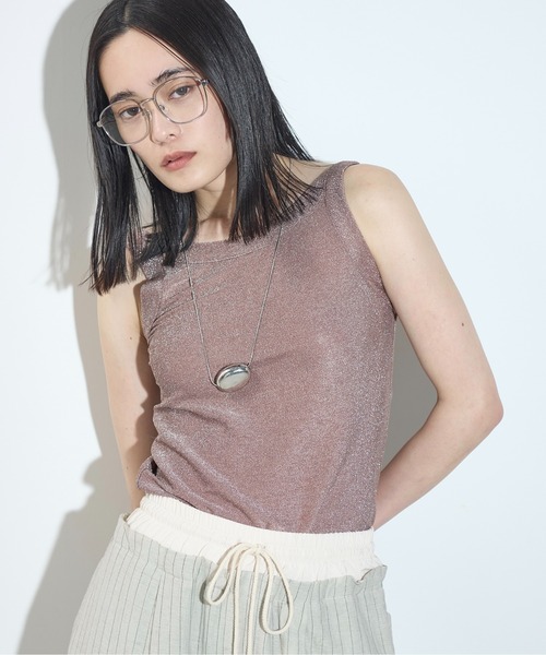 THE YOn（ザヨン）の「2WAYグリッターアシンメトリーアメスリタンク（タンクトップ・レディース・ブラック/アイボリー/レモンイエロー/ブラウン・FREE）」の18枚目の写真