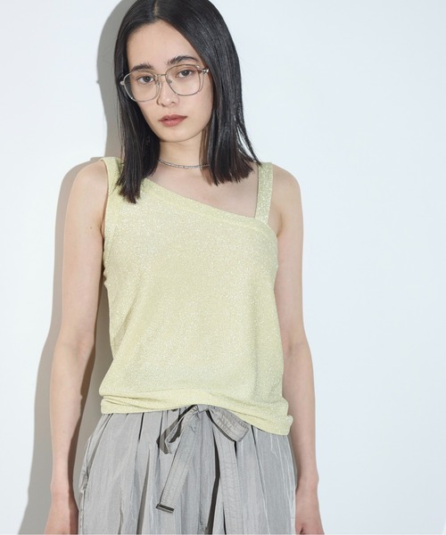 THE YOn（ザヨン）の「2WAYグリッターアシンメトリーアメスリタンク（タンクトップ・レディース・ブラック/アイボリー/レモンイエロー/ブラウン・FREE）」の21枚目の写真