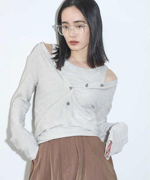 THE YOn（ザヨン）の「2WAYグリッターアシンメトリーアメスリタンク（タンクトップ・レディース・ブラック/アイボリー/レモンイエロー/ブラウン・FREE）」の10枚目の写真