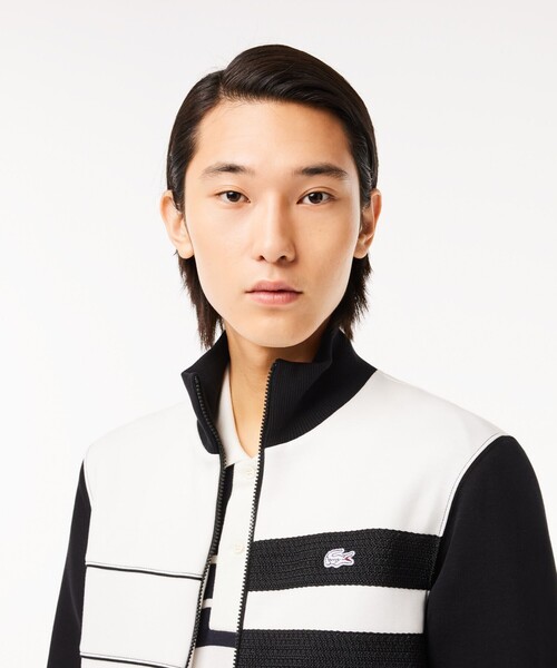 LACOSTE（ラコステ）の「オーガニックコットン アシンメトリートラックジャケット（ジャージ・メンズ・ホワイト×ブラック・2/4/3/5）」の2枚目の写真