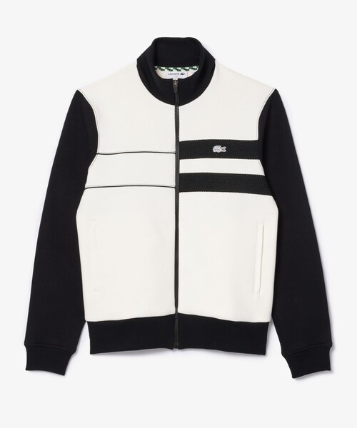LACOSTE（ラコステ）の「オーガニックコットン アシンメトリートラックジャケット（ジャージ・メンズ・ホワイト×ブラック・2/4/3/5）」の4枚目の写真