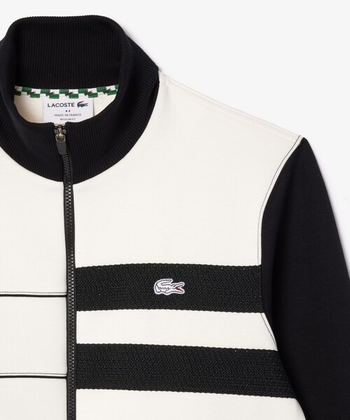 LACOSTE（ラコステ）の「オーガニックコットン アシンメトリートラックジャケット（ジャージ・メンズ・ホワイト×ブラック・2/4/3/5）」の5枚目の写真