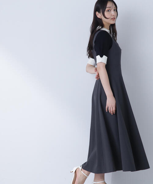 スクエアキーネックフレアジャンスカ NATURAL BEAUTY BASIC スクエアキーネックフレアジャンスカ｜ナチュラルビューティー