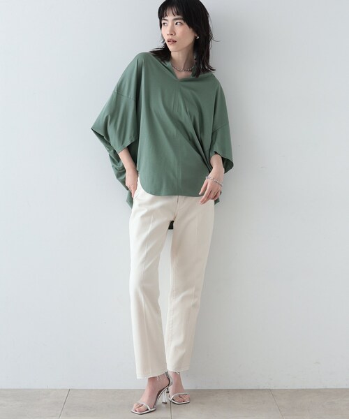 GALLEST(ギャレスト)の「◆ギャザーポンチョトップス(Tシャツ/カットソー・レディース・ホワイト/ブラック/スモーキーグリーン系/ブラウン系その他/ブルーグリーン・38)」の16枚目の写真