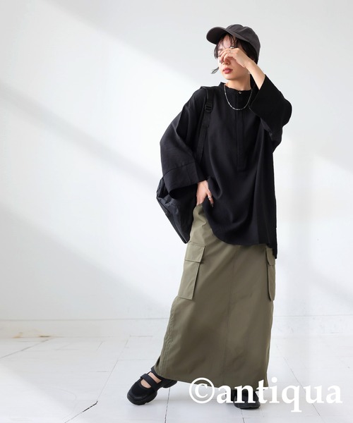 antiqua(アンティカ)の「プルオーバーシャツ(シャツ/ブラウス・レディース・ブラック/ネイビー・FREE)」の7枚目の写真