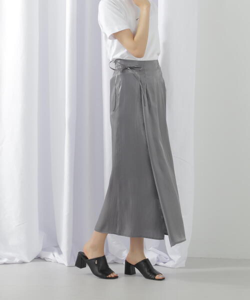 JILL by JILL STUART（ジルバイジルスチュアート）の「◇【ｅＳ】シャンブレーサテンラップスカート（スカート・レディース・グレー系その他/ベージュ・SMALL/MEDIUM）」の16枚目の写真