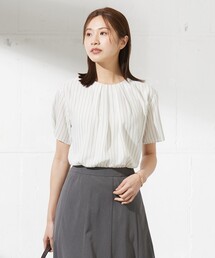 J.PRESS Ladies（J.プレス レディス）の「シアーストライプ&チェック カットソー（Tシャツ/カットソー）」