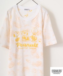 PEANUTSスラブ天竺パイナップル柄Tシャツ 半袖